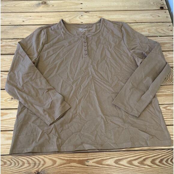 D&Co Long Sleeve Henley Top Size XL Women’s Tan - Picture 1 of 7
